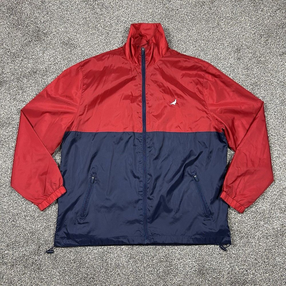 Staple Pigeon Windbreaker Jacket Men XL Red Navy Color Block Streetwear Full Zip